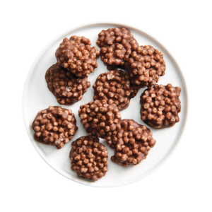 Unwrapped Ideal Protein Salted Chocolatey Clusters shown ready to eat – high protein, low carb snack for weight loss.