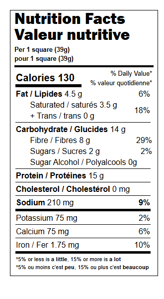 Nutrition Facts Ideal Protein Lemon Crispy Squre