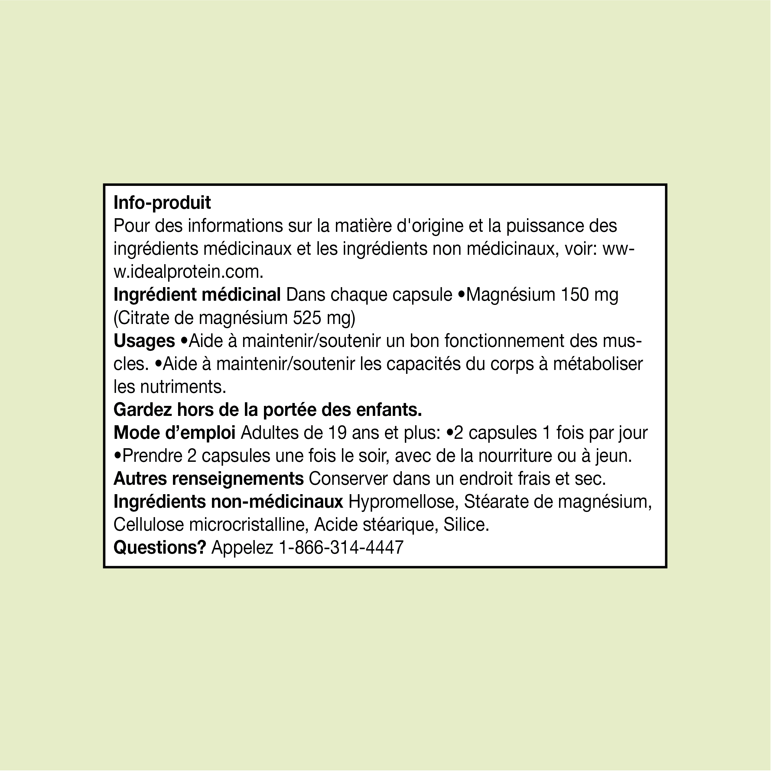 Ideal Protein Magnesium Citrate Label Info Fr